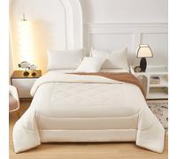 Fanny & Céline Couverture Sherp Microfibre Réversible 220x240cm Double Face rembourrée Super Chaude et Douce DBPV-021 Beige