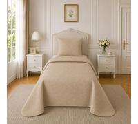 Fanny & Céline Couvre-lit Boutis de Lux Percale Pur coton180x240cm avec 1 Taie 65x65cm M23-7001 Lin