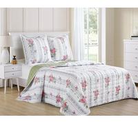 Fanny & Céline Couvre lit Boutis Percale 100% Coton 240X260cm avec 2 Taies_B-3-302