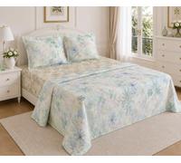 Fanny & Céline Ensemble Parure de draps 4 Pièces Percale 100% Coton 80 Fils Drap Plat 240x300cm Drap Housse 140x190cm avec 2 taies d'oreiller 65x65cm MF-4006