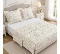 Fanny & Céline Ensemble Parure de draps 4 Pièces Percale 100% Coton 80 Fils Drap Plat 240x300cm Drap Housse 140x190cm avec 2 taies d'oreiller 65x65cm MF-4002