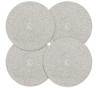 fanquare Boho Lot de 4 Sets de Table Coton 33 cm, Ronds Tissés Rustiques, Porte-Plat pour Casseroles et Poêles Chaudes, Lavables Intérieur et Extérieur, Marron