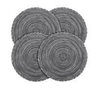 fanquare Lot de 4 sets de table ronds tressés résistants à la chaleur pour table de cuisine - 38 cm - Gris