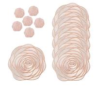 fanquare Lot de 6 Sets de Table en PVC Or Rose antidérapant et Lavable, Tapis de Table de Haute qualité, Design Floral rosé de Style européen, résistant à la Chaleur pour Table de Cuisine, 38 * 38cm