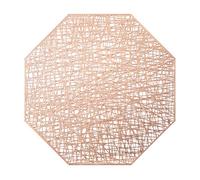 fanquare Sets de Table Or Rose Lot de 6 Sets de Table Creusés 38.5cm Tapis de Table Octogonaux Métalliques Napperons Antidérapant en PVC pour Mariage Fête Repas à la Maison