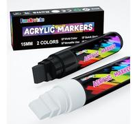 FansArriche Marqueur Acrylique, feutres acryliques noir & blanc de 15 mm
