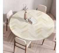 FANSU 3D Nappe Ronde Exterieur avec Bord Élastique, Moderne Nappes Anti Taches Lavable, Nappes Extensible pour Salle à Manger, Jardin Décoration (Abricot,170cm)