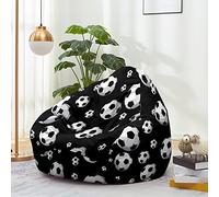 Fansu 3D Pouf poire de football sans rembourrage pour enfants pour usage intérieur et extérieur 100 x 120 cm Fond noir