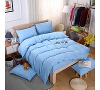 FANSU 4 Pièces Housses de Couettes 2 Personnes,Parure de Lit en Microfibre 1 Home Housse de Couette, 2 Taies d'oreiller,1 Feuilles (220 * 240cm,Bleu Ciel)