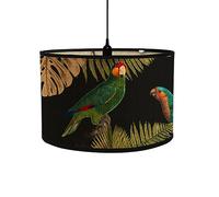 FANSU Abat-Jour en Bambou Classique Moderne Tambour Abat-jour, Remplacement Abat, Jour Fait à la Main, pour Lampe de Table, Suspension, Lampe de Chevet, Lampadaire (perroquet vert,30x20cm)