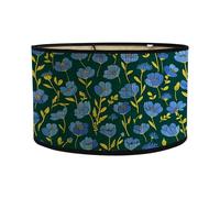 FANSU Abat-Jour en Tissu Classique Tambour Abat-jour, Fleur Plante Rétro Remplacement Abat, Jour Fait à la Main pour Lampe de Table Suspension Lampe de Chevet Lampadaire Cylindre (Bleu,30x30x20cm)