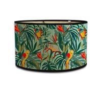FANSU Abat Jour Plafond en Bambou, Motif Floral Tambour Abat-Jour, Remplacement Abat pour Lampe de Table Suspension Lampe de Chevet Lampadaire (Perroquet)