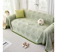 FANSU Chenille Housse de Canapé 1/2/3/4 Places Extensible Serviette de Canapé Anti-Poussière Dessus de Lit Couverture Protège canapé Chien Chat Housse de Protection, Coloré Cœur (Vert,90x150cm)