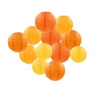 FANSU Colorées Lanterne Papier, 12 PCS Lanterne en Papier à Suspendues Coloré, Rond Lampion Papier pour Mariages, Anniversaires, Jardin,Fêtes et Événements Lampion (Orange)
