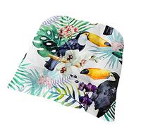 FANSU Coussin de Chaise avec Attache, Oiseau & Fleurs Imprimer Lin Galette de Chaise Epais Tatami Confortable Coussins de Chaise pour Intérieur Extérieur Jardin Patio (40x40x6cm,Toucan Noir)