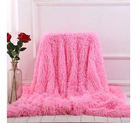 FANSU Couverture en Molleton Corail de Couleur Unie Super Doux Couverture Moelleuses Couvre-lit draps Chaud Hiver Couvertures de Couverture en Fausse Fourrure (Rose Girly,130 * 160cm)