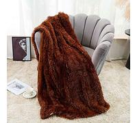 FANSU Couverture en Molleton Corail de Couleur Unie Super Doux Couverture Moelleuses Couvre-lit draps Chaud Hiver Couvertures de Couverture en Fausse Fourrure (Marron,130 * 160cm)