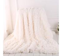 FANSU Couverture en Molleton Corail Super Doux Moelleuse Couvre-lit Draps Chaud Hiver en Fausse Fourrure (Blanc, 130 * 160cm)