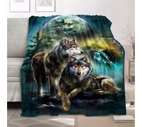 FANSU Couverture Polaire 150 x 220 cm, Flanelle Plaid Polaire Loup Douce et Duveteux, Couverture Enfant Animal Impression Blanket Jeté de Canapé XL Couverture lit 1 Personnes
