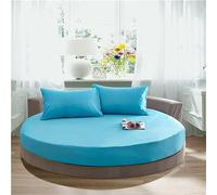 FANSU Drap Housse Rond, Doux Drap-Housse en Coton Élastique Respirant Housse de Matelas Confortable Couleur Unie Couvre-lit pour Thème Hôtel (180x180+25cm,Bleu Ciel)