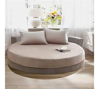 FANSU Drap Housse Rond, Doux Drap-Housse en Coton Élastique Respirant Housse de Matelas Confortable Couleur Unie Couvre-lit pour Thème Hôtel (180x180+25cm,Gris)