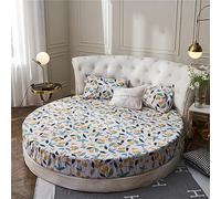 FANSU Drap Housse Rond, Doux Drap-Housse en Coton Élastique Respirant Housse de Matelas Confortable Couvre-lit pour Thème Hôtel (Nordique,Diamètre 220cm)