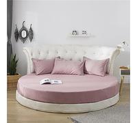 FANSU Drap Housse Rond, Doux Drap-Housse en Coton Élastique Respirant Housse de Matelas Confortable Couvre-lit pour Thème Hôtel (Rose foncé,Diamètre 220cm)