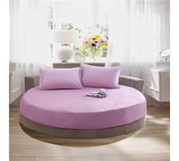 FANSU Drap Housse Rond, Doux Drap-Housse en Coton Élastique Respirant Housse de Matelas Confortable Couleur Unie Couvre-lit pour Thème Hôtel (180x180+25cm,Violet Clair)