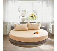 FANSU Drap Housse Rond, Doux Drap-Housse en Coton Élastique Respirant Housse de Matelas Confortable Couleur Unie Couvre-lit pour Thème Hôtel (200x200+25cm,Jaune crème)