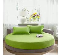FANSU Drap Housse Rond, Doux Drap-Housse en Coton Élastique Respirant Housse de Matelas Confortable Couleur Unie Couvre-lit pour Thème Hôtel (180x180+25cm,Vert)