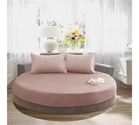 FANSU Drap Housse Rond, Doux Drap-Housse en Coton Élastique Respirant Housse de Matelas Confortable Couleur Unie Couvre-lit pour Thème Hôtel (180x180+25cm,Brun)