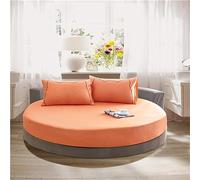 FANSU Drap Housse Rond, Doux Drap-Housse en Coton Élastique Respirant Housse de Matelas Confortable Couleur Unie Couvre-lit pour Thème Hôtel (180x180+25cm,Orange)