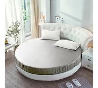 FANSU Drap Housse Rond, Doux Drap-Housse Soie Satinée Élastique Respirant Housse de Matelas Confortable Couleur Unie Couvre-lit pour Thème Hôtel (220x220+25cm,Gris)