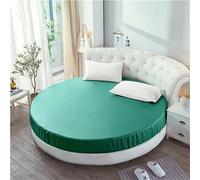 FANSU Drap Housse Rond, Doux Drap-Housse Soie Satinée Élastique Respirant Housse de Matelas Confortable Couleur Unie Couvre-lit pour Thème Hôtel (220x220+25cm,Vert)
