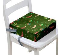 FANSU Enfant Réhausseur Coussin de Siège Chaise Haute, Impression de Papillon Eponge Confortable Coussins pour Repas Voyage de Bébé, avec Boucle de Sécurité (Vert foncé,40x40x10cm)