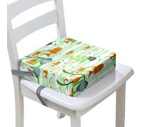 FANSU Enfant Réhausseur Coussin de Siège Chaise Haute, Océan Poisson Impression Eponge Confortable Coussins pour Repas Voyage de Bébé, avec Boucle de Sécurité (Vert,40x40x10cm)