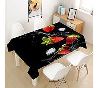 FANSU Fraise Nappe Rectangulaire, Cuisine 3D Nappe de Table Imperméable Anti Tache Résistant Lavable et Facile d?Entretien Nappe pour Fête Restaurant Jardin Décoration (L'été,140x140cm)