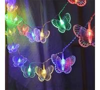 FANSU Guirlande Lumineuse Exterieure de Jardin Papillon Coloré/Chaud, Lumière Extérieure Jardin Solaire 8 Modes pour Intérieur/Extérieur Décoration Terrasse Balcon Pergola (Coloré,7m/50 LED)