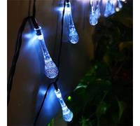 FANSU Guirlande Lumineuse Solaire Exterieure, Forme de Goutte d'Eau Lumière Solaire Extérieure Jardin Deco 8 Modes IP65 Étanche pour Décoration Fête Terrasse Balcon (Blanc froid,7 M/50 LED)