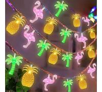 FANSU Guirlande Solaire Exterieur, Ananas Noix de Coco Flamant Rose Guirlande Lumineuse Exterieure Solaire pour Jardin, Cour, Mariage, Fête, Décoration (Trois styles,5m 20 lumières)