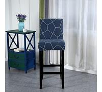 FANSU Housse de Chaise de Bar Lot de 2 4 6 Haute Chaise Housse Tabouret de Bar Pivotante Extensible Style Simple Mode Lavable Couverture de Chaise Salle à Manger (Bleu Marin Grille,4 pièces)