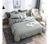 FANSU Housse de Couettes Parure de Lit 2 Personnes, 4 Pièces Microfibre Modèle de Plaine Plaid Ensemble de Literie avec 2 Taies d'oreillers et 1 Drap de lit (200x200cm,Vert Clair)