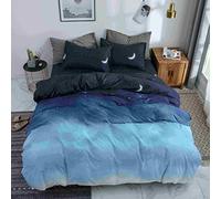 FANSU Housse de Couettes Parure de Lit 4 Pièces, Microfibre Modèle de Élégant Ensemble de Literie avec 2 Taies d'oreillers et 1 Drap de lit (200x200cm,Étoile La Lune)