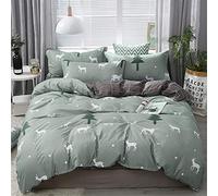 FANSU Housse de Couettes Parure de Lit 4 Pièces, Microfibre Modèle de Ensemble de Literie avec 2 Taies d'oreillers et 1 Drap de lit (200x200cm,Vert de cerf)