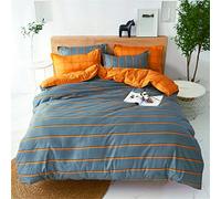 FANSU Housse de Couettes Parure de Lit 4 Pièces, Plaine Impression Microfibre Modèle de Ensemble de Literie avec 2 Taies d'oreillers et 1 Drap de lit (200x200cm,Rayures Orange)