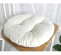 FANSU Lin Tatami Coussins de Chaise Ronds, Couleur Unie Coussin D'assise Confortable Respirant Souple pour Enfant Bureau Jardin Intérieur Extérieur Décoration (50×50×9cm,Beige)