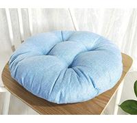 FANSU Lin Tatami Coussins de Chaise Ronds, Couleur Unie Coussin D'assise Confortable Respirant Souple pour Enfant Bureau Jardin Intérieur Extérieur Décoration (45×45×9cm,Bleu Ciel)