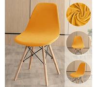 FANSU Lot de 1/2/4/6 Velours Luxe Housse de Chaise Scandinave, Extensible Housse de Chaise de Salle à Manger Couverture de Chaise Incurvée Recouvre Chaise pour Cuisine Salon (Jaune,6 pièces)