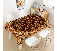 FANSU Mandala Nappe Rectangulaire, Cuisine 3D Nappe de Table Imperméable Anti Tache Résistant Lavable et Facile d?Entretien Nappe pour Fête Restaurant Jardin Décoration (Orange,90x90cm)