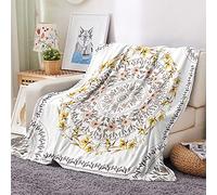 FANSU Mandala Plaid Couverture Polaire Flanelle, 3D Imprimé Hiver Chaude Douce Moelleuse Microfibre Couverture de Lit Couvre-lit Jeté de Canapé, Convient Adulte et Enfant (Blanche,150x180cm)